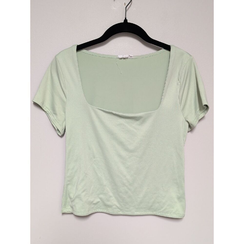 Square Neck Short Sleeve Tee in Pale Mint